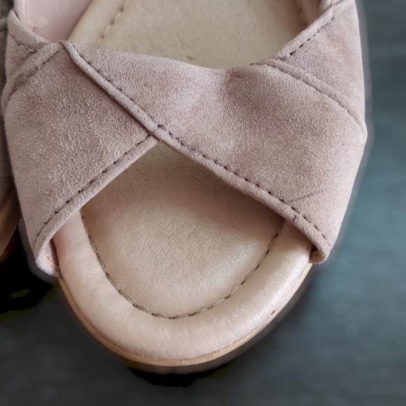 M&S Footglove Beige Suede Leather Slingback Sandals Peep Toe UK 3. - Picture 4 of 12